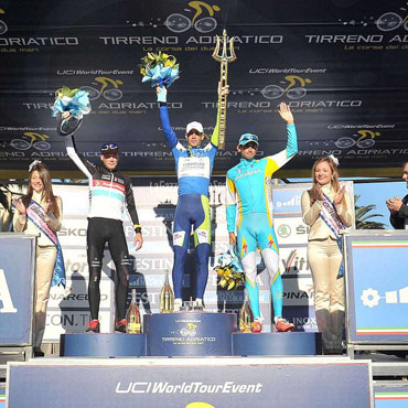 Podio Tirreno Adriático 2012: Nibali, Horner, Kreuziger