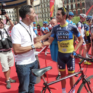 Alberto Contador y Miguel Indurain en la Vuelta 2012