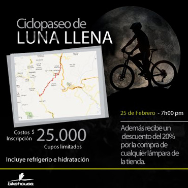 Ciclopaseo BikeHouse Medellín nocturno