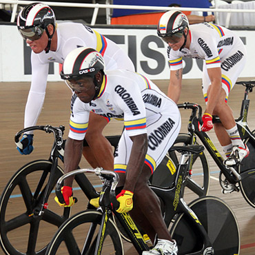 Fabián Puerta, Rubén Murillo y Santiago Ramírez en la Velocidad