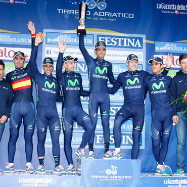 Movistar Team culmina su gran Tirreno-Adriático con el triunfo por equipos