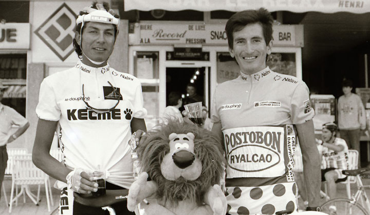Lucho Herrera y Oliverio Rincón, dos grandes figuras del pedalismo nacional en el Dauphiné de 1991