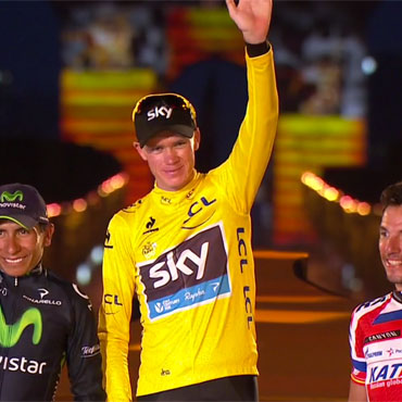 Podio final del Tour 2013: Froome, Quintana y ‘Purito’