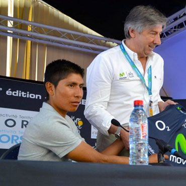 Unzué y Quintana en plena rueda de prensa del pasado Tour