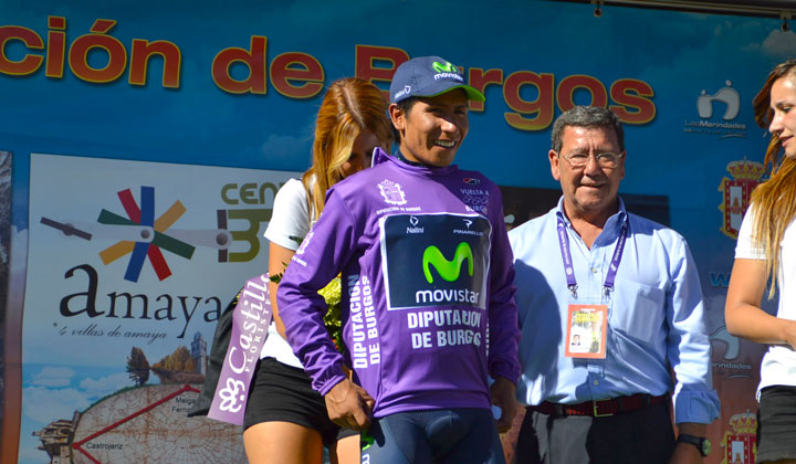 Quintana regresará ahora al país después de proclamarse este domingo como nuevo campeón de la Vuelta a Burgos y empezará su preparación para el Mundial de Ruta. (Foto©PrensaTeamMovistar)