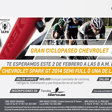 Este domingo 2 de febrero la cita es en la Tienda BikeHouse de Llanogrande para un espectacular ciclopaseo