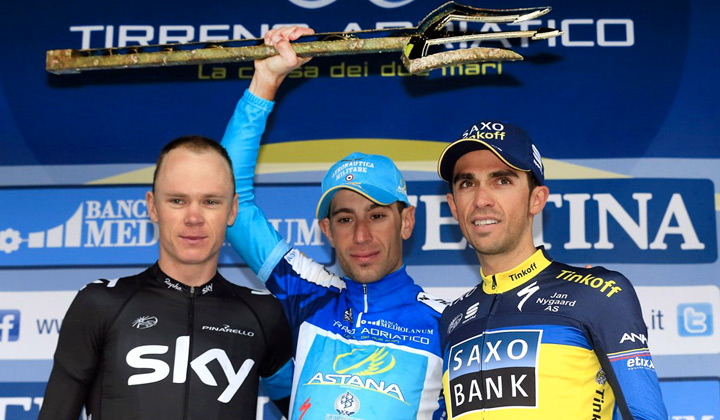 La Tirreno Adriático del año anterior tuvo un podio digno del Tour de Francia: Vincenzo Nibali, Chris Froome y Alberto Contador