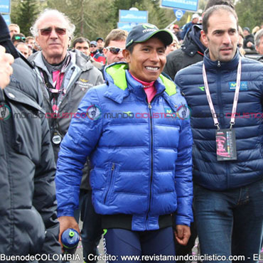 Quintana en su primer día como líder del Giro