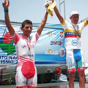 El podio venezolano compuesto por: Carlos Galviz, José Rujano y Tomás Gil