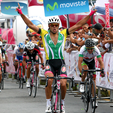 Andrea Pasqualon, de Italia, primer triunfo extranjero en la Vuelta a Colombia 2014.