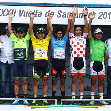 Omar Mendoza y Luis Miguel Martínez fueron la cuota del Movistar en el podio de la ronda santandereana