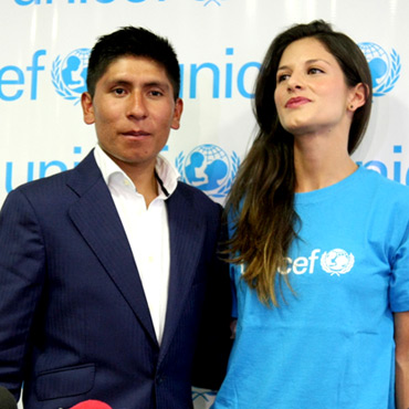 Dos Amigos de la Unicef, Nairo Quintana y Natalia Jerez.