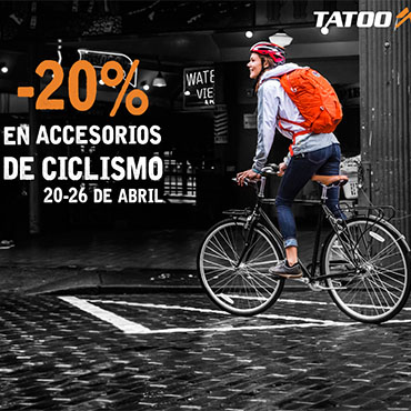 Tatoo ofrecerá entre el 20 y el 26 de Abril 20% de descuento en Accesorios de Ciclismo