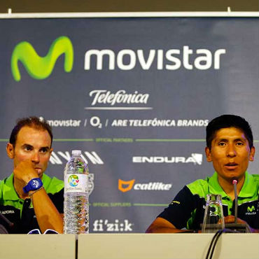 Alejandro Valverde y Nairo Quintana en la rueda de prensa de este lunes