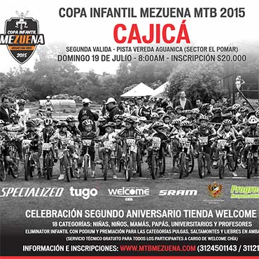 La II Válida de la Copa Infantil Mezuena de MTB se disputará el 19 de Julio en Cajicá