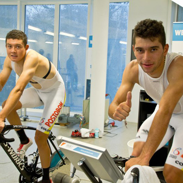 Fernando Gaviria y Rodrigo Contreras este domingo en su debut con el Etixx-Quick Step