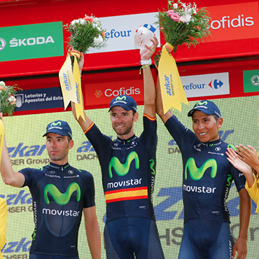 El Movistar de Nairo Quintana sigue al frente de la general por equipos de la Vuelta a España