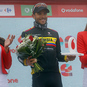 Quintero fue distinguido en el podio de la 14a jornada de la Vuelta a España