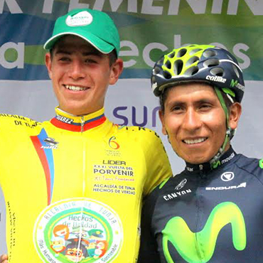 Nairo Quintana acompañó este viernes la tercera etapa de la Vuelta al Porvenir