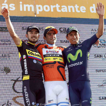 Podio Tour San Luis 2015 con Rodolfo Torres y Nairo Quintana