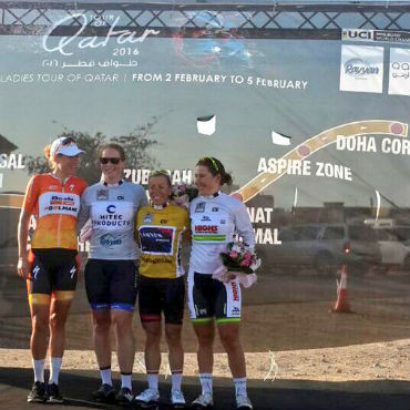 Trixi Worrack (Amarillo) quedó a un paso del título del Tour Femenino de Qatar