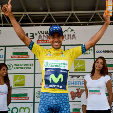 Omar Mendoza, líder de la Vuelta a Antioquia (Foto Movistar)