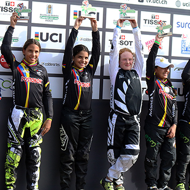 Colombia logró un total de ocho podios en la primera jornada del Mundial de BMX, Medellín 2016 (Foto©FCC)