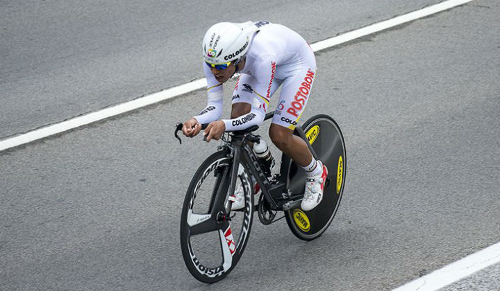 Daniel Felipe Martínez, en mejor de los 'escarabajos' en la CRI del Tour de L'Avenir