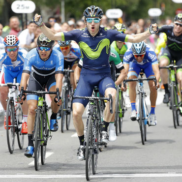 Carlos Barbero ganador de etapa en Vuelta a Castilla y León (Foto Movistar)