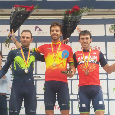 Jesús Herrada (Movistar) campeón de ruta de España Élite-UCI. Alejandro Valverde y Ion Izaguirre completaron el podio