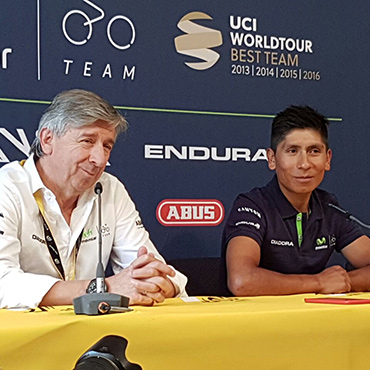 Nairo Quintana durante la rueda de prensa de este viernes