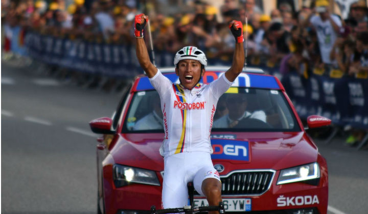 Egan Bernal en sensacional presentación ganó la etapa y es nuevo líder