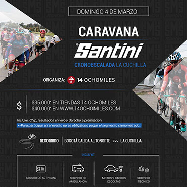 14 Ochomiles realiza su primera CARAVANA SANTINI del 2018 este domingo 4 de Marzo con la EDICIÓN LA CUCHILLA