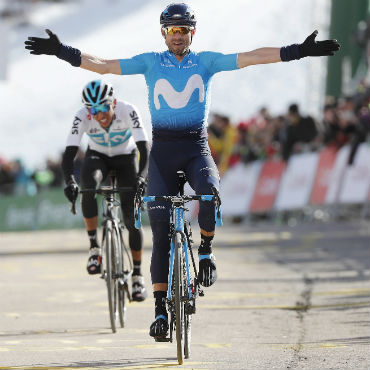 Alejandro Valverde ganador de etapa y líder de Vuelta a Cataluña (Foto Movistar)