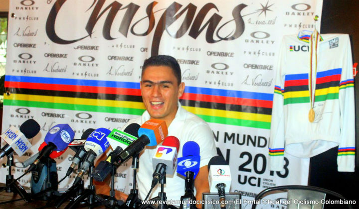 Fabián Puerta durante la rueda de prensa en Medellín este martes