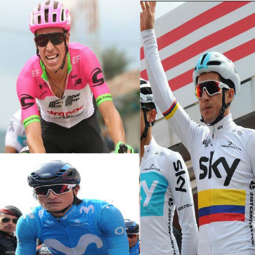 Rigoberto Urán, Sergio Henao, Daniel Martínez, Winner Anacona y Carlos Betancur en la Flecha Valona