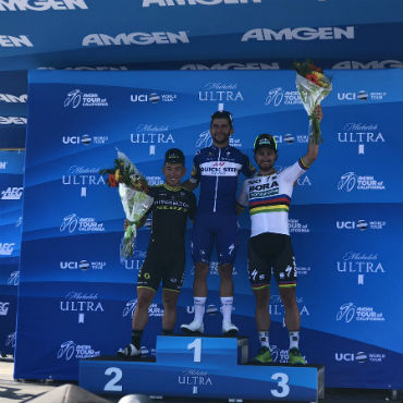 Caleb Ewan, Fernando Gaviria y Peter Sagan, primer podio de Tour de California