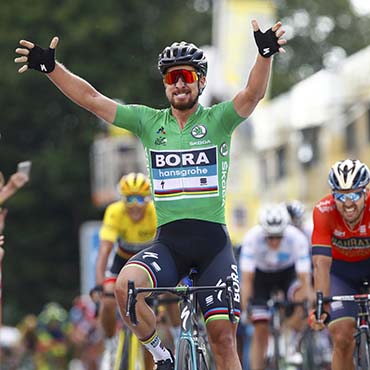 Peter Sagan obtuvo su segundo triunfo en el TDF 2018 este miércoles y empato en victorias con Fernando Gaviria