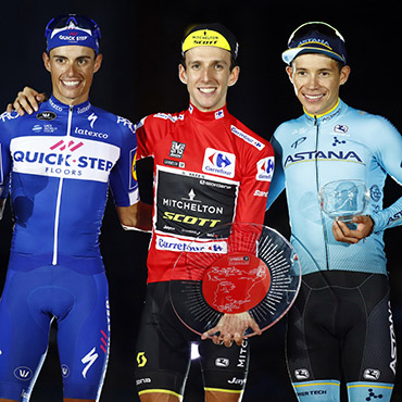 López cerró una genial actuación en la Vuelta a España 2018 en el podio final junto al campeón Simon Yates y el español Enric Mas