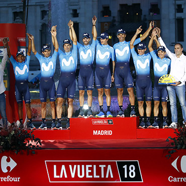Nairo Quintana y Winner Anacona se coronaron este domingo Campeones por Equipos junto al Movistar Team