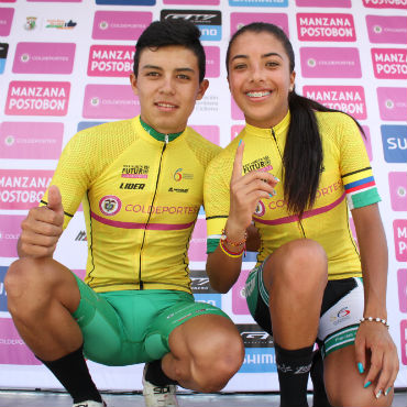 Erika Botero y Edwin Cubides, los virtuales campeones de la Vuelta del Futuro (Foto FCC)